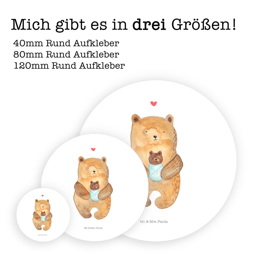 40mm Rund Aufkleber Bär mit Baby