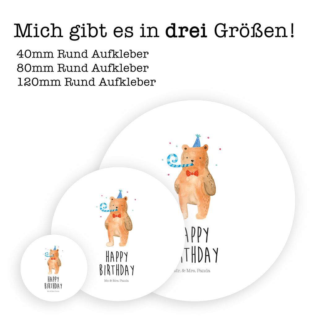 40mm Rund Aufkleber Birthday Bär Sticker, Aufkleber, Etikett, Bär, Teddy, Teddybär, Happy Birthday, Alles Gute, Glückwunsch, Geburtstag