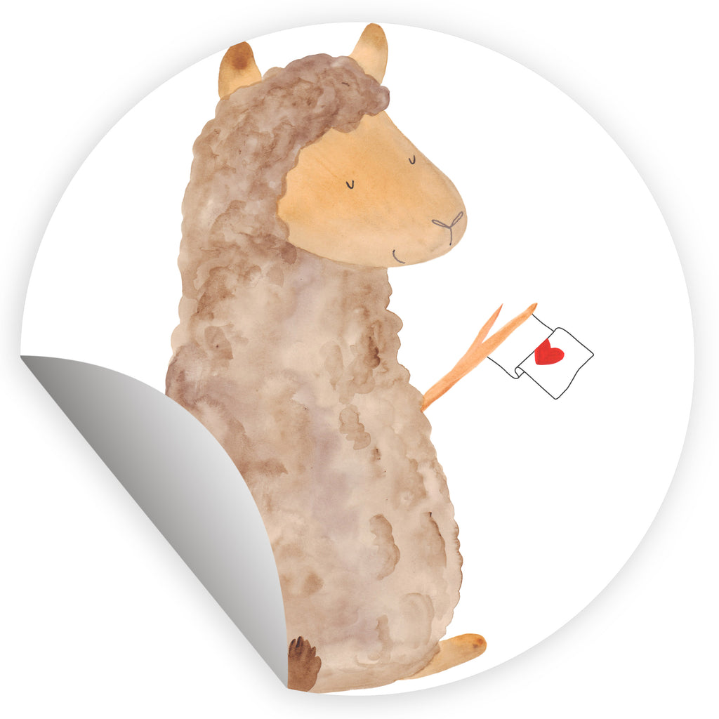 40mm Rund Aufkleber Alpaka Fahne Sticker, Aufkleber, Etikett, Alpaka, Lama, Alpakas, Lamas, Liebe