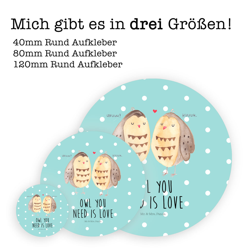 40mm Rund Aufkleber Eule Liebe Sticker, Aufkleber, Etikett, Eule, Eule Deko, Liebe, Hochzeit Spruch, Owl, All you need is love, Liebe Spruch, Freundin Geschenk, Freund, Wortspiel lustig