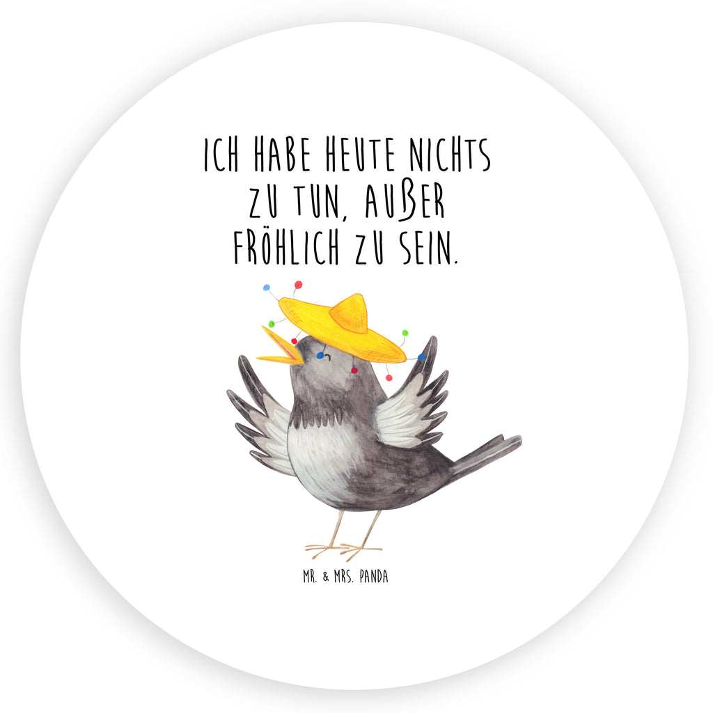40mm Rund Aufkleber Rabe mit Sombrero Sticker, Aufkleber, Etikett, Tiermotive, Gute Laune, lustige Sprüche, Tiere, Rabe, Vogel, Vögel, Spruch positiv, fröhlich sein, glücklich sein, Glück Spruch, froh, Elster, Motivation