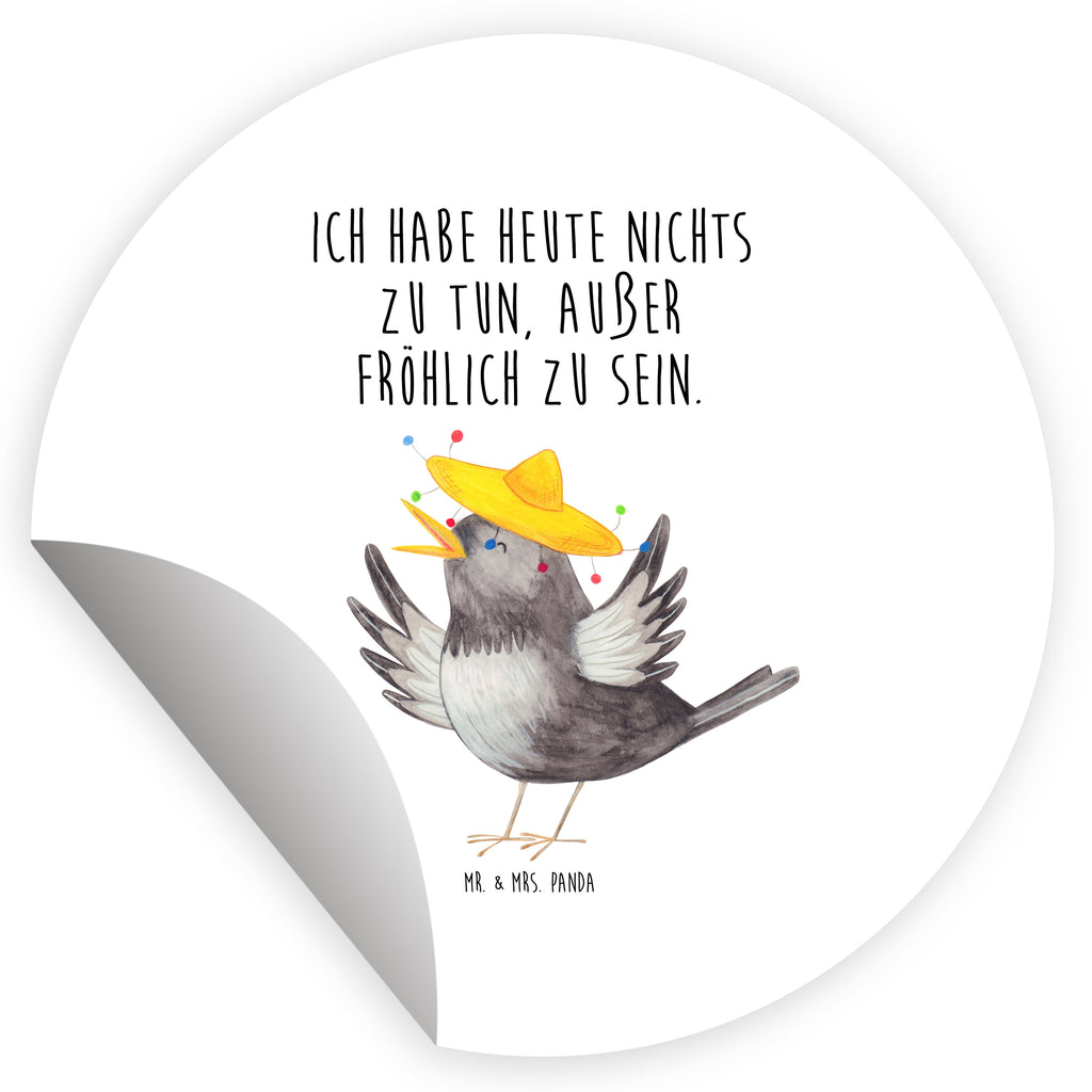 40mm Rund Aufkleber Rabe mit Sombrero Sticker, Aufkleber, Etikett, Tiermotive, Gute Laune, lustige Sprüche, Tiere, Rabe, Vogel, Vögel, Spruch positiv, fröhlich sein, glücklich sein, Glück Spruch, froh, Elster, Motivation
