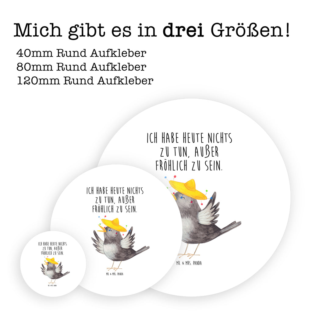 40mm Rund Aufkleber Rabe mit Sombrero Sticker, Aufkleber, Etikett, Tiermotive, Gute Laune, lustige Sprüche, Tiere, Rabe, Vogel, Vögel, Spruch positiv, fröhlich sein, glücklich sein, Glück Spruch, froh, Elster, Motivation