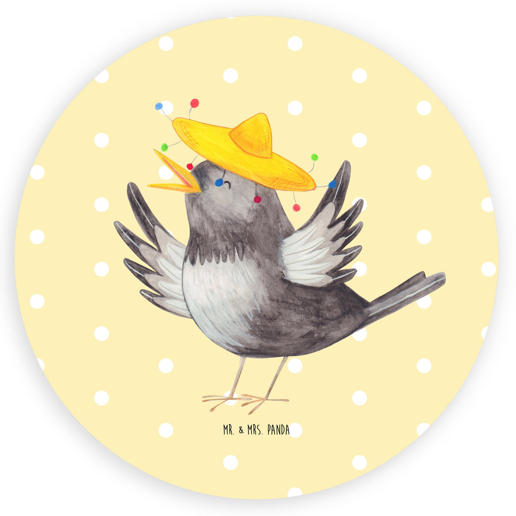 40mm Rund Aufkleber Rabe mit Sombrero Sticker, Aufkleber, Etikett, Tiermotive, Gute Laune, lustige Sprüche, Tiere, Rabe, Vogel, Vögel, Spruch positiv, fröhlich sein, glücklich sein, Glück Spruch, froh, Elster, Motivation