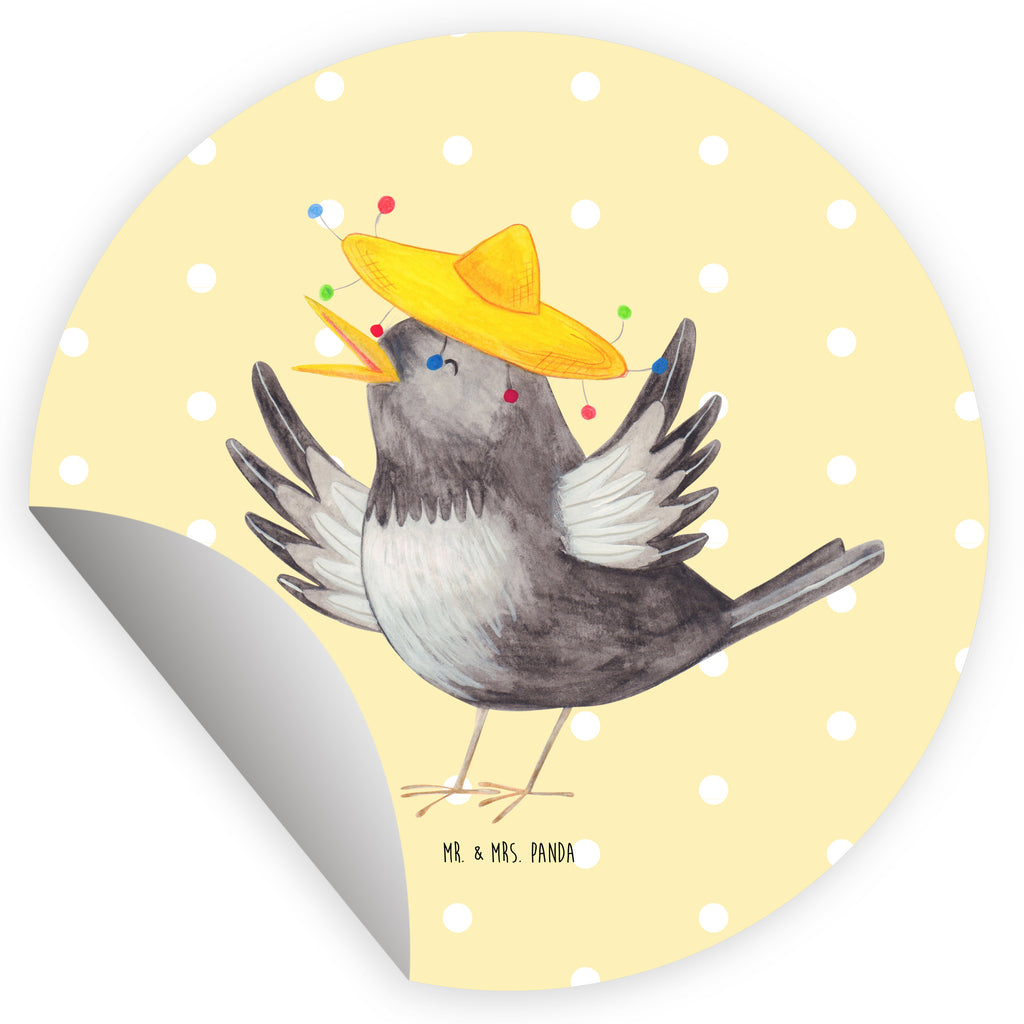 40mm Rund Aufkleber Rabe mit Sombrero Sticker, Aufkleber, Etikett, Tiermotive, Gute Laune, lustige Sprüche, Tiere, Rabe, Vogel, Vögel, Spruch positiv, fröhlich sein, glücklich sein, Glück Spruch, froh, Elster, Motivation