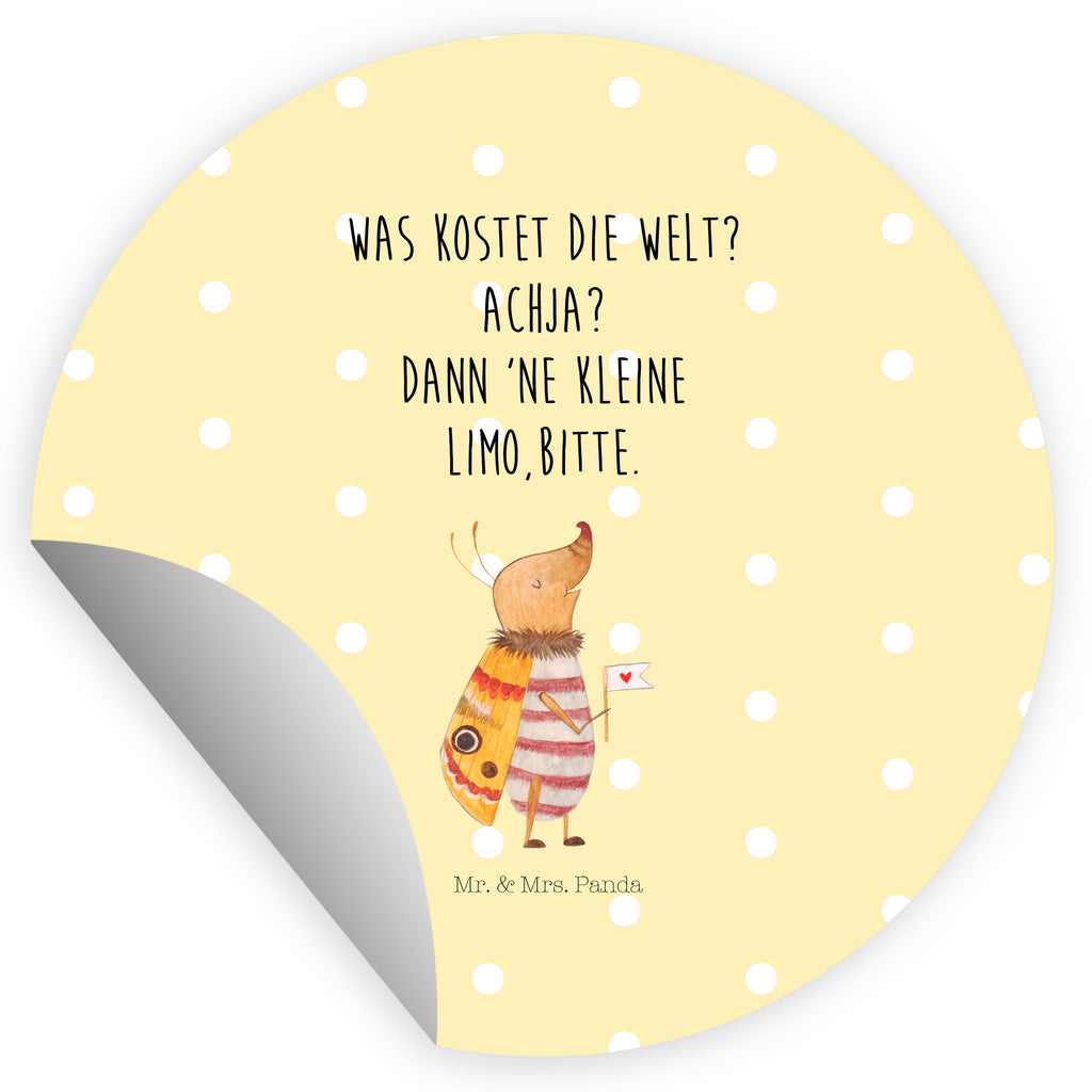 40mm Rund Aufkleber Nachtfalter mit Fähnchen Sticker, Aufkleber, Etikett, Tiermotive, Gute Laune, lustige Sprüche, Tiere, Nachtfalter, Käfer, Spruch lustig, Spruch witzig, süß, niedlich, Küche Deko, Was kostet die Welt