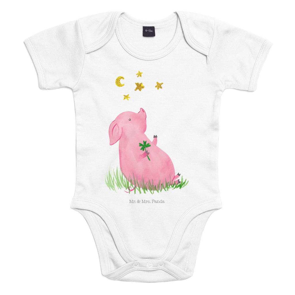 Organic Baby Body Glücksschwein Babykleidung, Babystrampler, Strampler, Wickelbody, Baby Erstausstattung, Junge, Mädchen, Tiermotive, Gute Laune, lustige Sprüche, Tiere, Glücksschwein. Glück, Schwein, Schweinchen, Sterne, Sernchen, Ziele, Träume, Motivation, Glücksbringer
