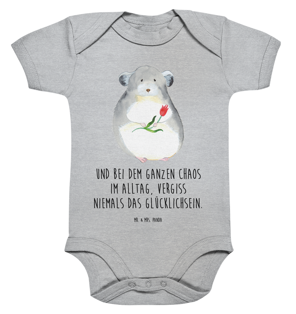 Organic Baby Body Chinchilla mit Blume Babykleidung, Babystrampler, Strampler, Wickelbody, Baby Erstausstattung, Junge, Mädchen, Tiermotive, Gute Laune, lustige Sprüche, Tiere, Chinchilla, Chinchillas, Liebeskummer, Kummer, Depressionen, traurig sein, Chaos, Glücklichsein, Büro, Büroalltag