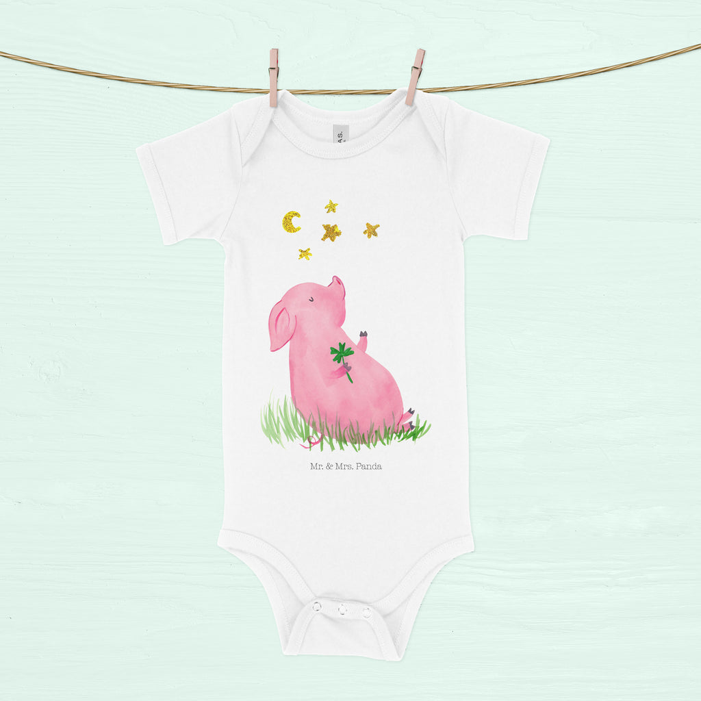Organic Baby Body Glücksschwein Babykleidung, Babystrampler, Strampler, Wickelbody, Baby Erstausstattung, Junge, Mädchen, Tiermotive, Gute Laune, lustige Sprüche, Tiere, Glücksschwein. Glück, Schwein, Schweinchen, Sterne, Sernchen, Ziele, Träume, Motivation, Glücksbringer