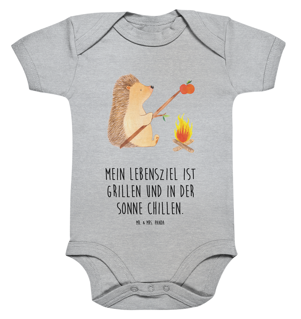 Organic Baby Body Igel grillt Babykleidung, Babystrampler, Strampler, Wickelbody, Baby Erstausstattung, Junge, Mädchen, Tiermotive, Gute Laune, lustige Sprüche, Tiere, Igel, Grillen, Ziele, Motivation, arbeitslos, Sinn des Lebens, Spruch