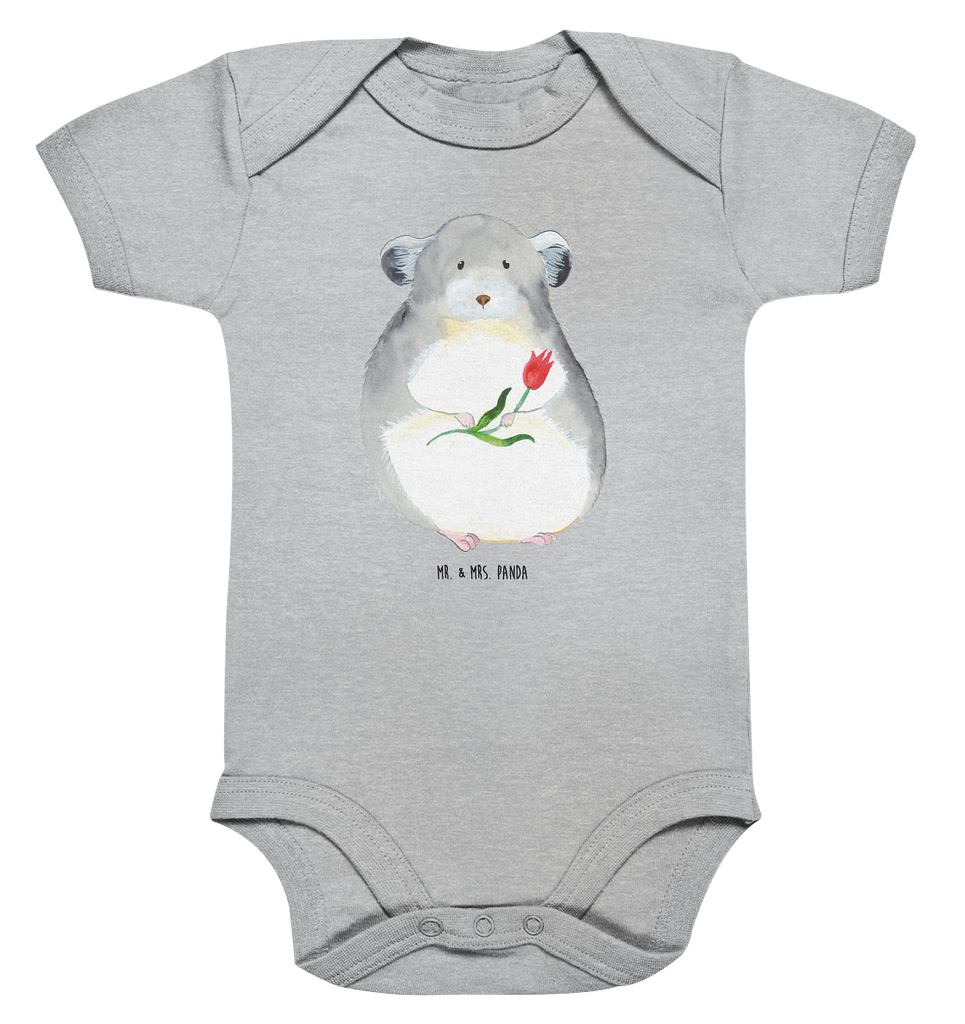 Organic Baby Body Chinchilla mit Blume Babykleidung, Babystrampler, Strampler, Wickelbody, Baby Erstausstattung, Junge, Mädchen, Tiermotive, Gute Laune, lustige Sprüche, Tiere, Chinchilla, Chinchillas, Liebeskummer, Kummer, Depressionen, traurig sein, Chaos, Glücklichsein, Büro, Büroalltag
