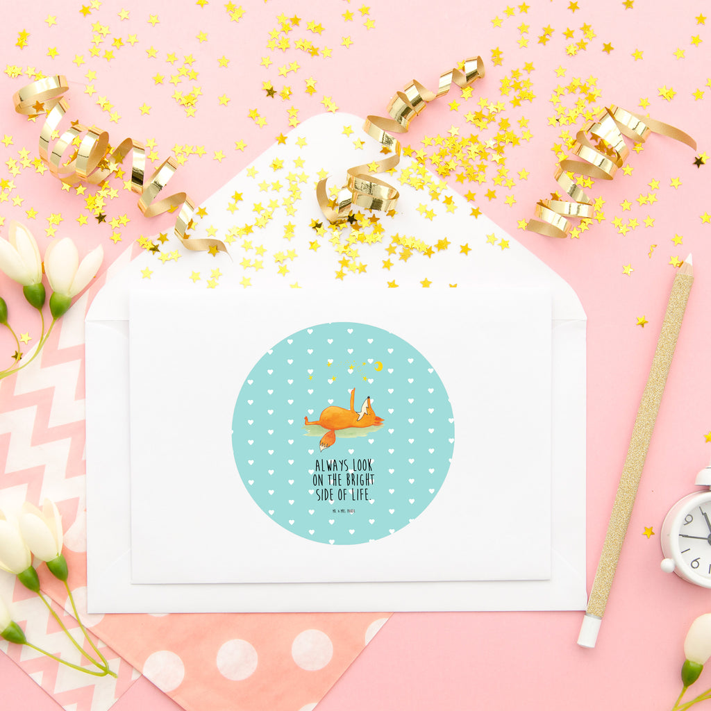 80mm Rund Aufkleber Fuchs Sterne Sticker, Aufkleber, Etikett, Fuchs, Füchse, tröstende Worte, Spruch positiv, Spruch schön, Romantik, Always Look on the Bright Side of Life