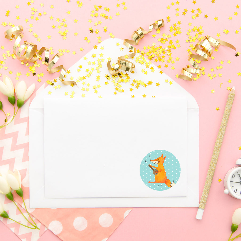 40mm Rund Aufkleber Fuchs Gitarre Sticker, Aufkleber, Etikett, Fuchs, Füchse, Geschenk Musiker, Musik Spruch, Musikerin, Sänger, Sängerin, Gitarre