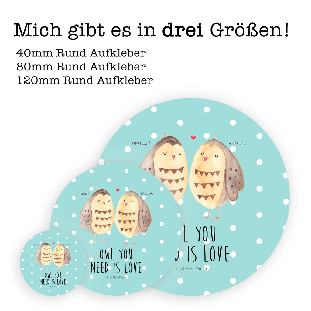 80mm Rund Aufkleber Eule Liebe