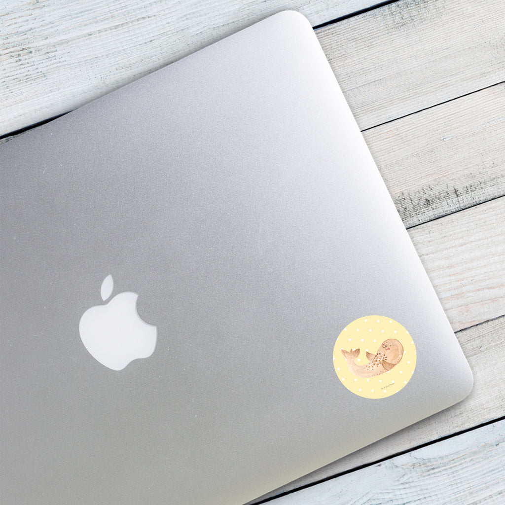 40mm Rund Aufkleber Robbe liegend Sticker, Aufkleber, Etikett, süße Tiermotive, gute Laune, lustige Sprüche, Tiere, Robbe, Robben, Seehund, Strand, Meerestier, Ostsee, Nordsee, Lachen, Freude