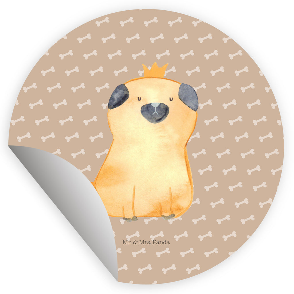 80mm Rund Aufkleber Mops Krone Sticker, Aufkleber, Etikett, Hund, Hundemotiv, Haustier, Hunderasse, Tierliebhaber, Hundebesitzer, Sprüche, Mops, allergisch, kinderlos, Hausregel, Hundebesitzer. Spruch, lustig