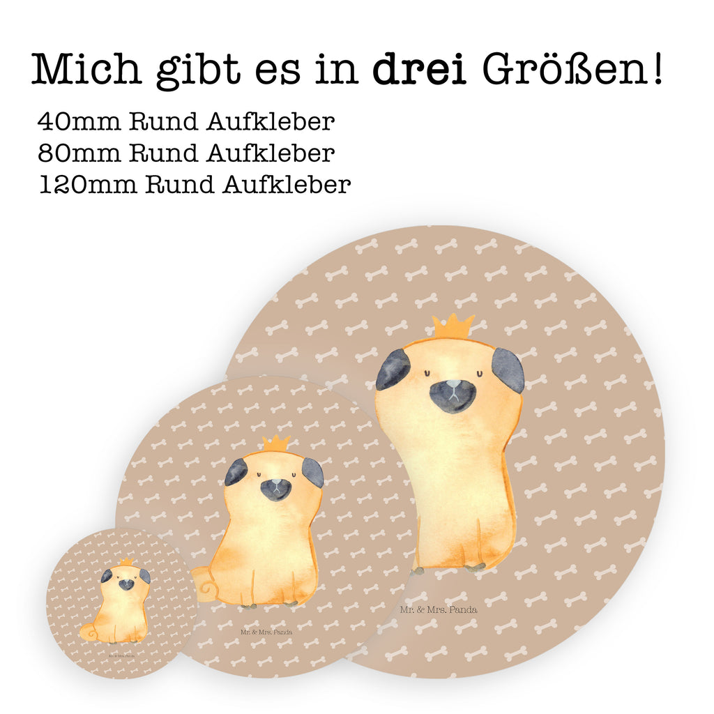80mm Rund Aufkleber Mops Krone Sticker, Aufkleber, Etikett, Hund, Hundemotiv, Haustier, Hunderasse, Tierliebhaber, Hundebesitzer, Sprüche, Mops, allergisch, kinderlos, Hausregel, Hundebesitzer. Spruch, lustig