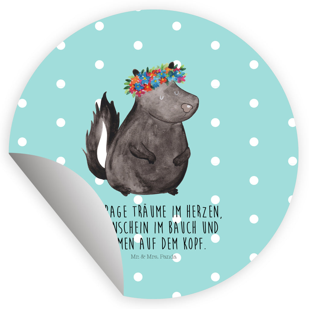 40mm Rund Aufkleber Stinktier Blumenmaedchen