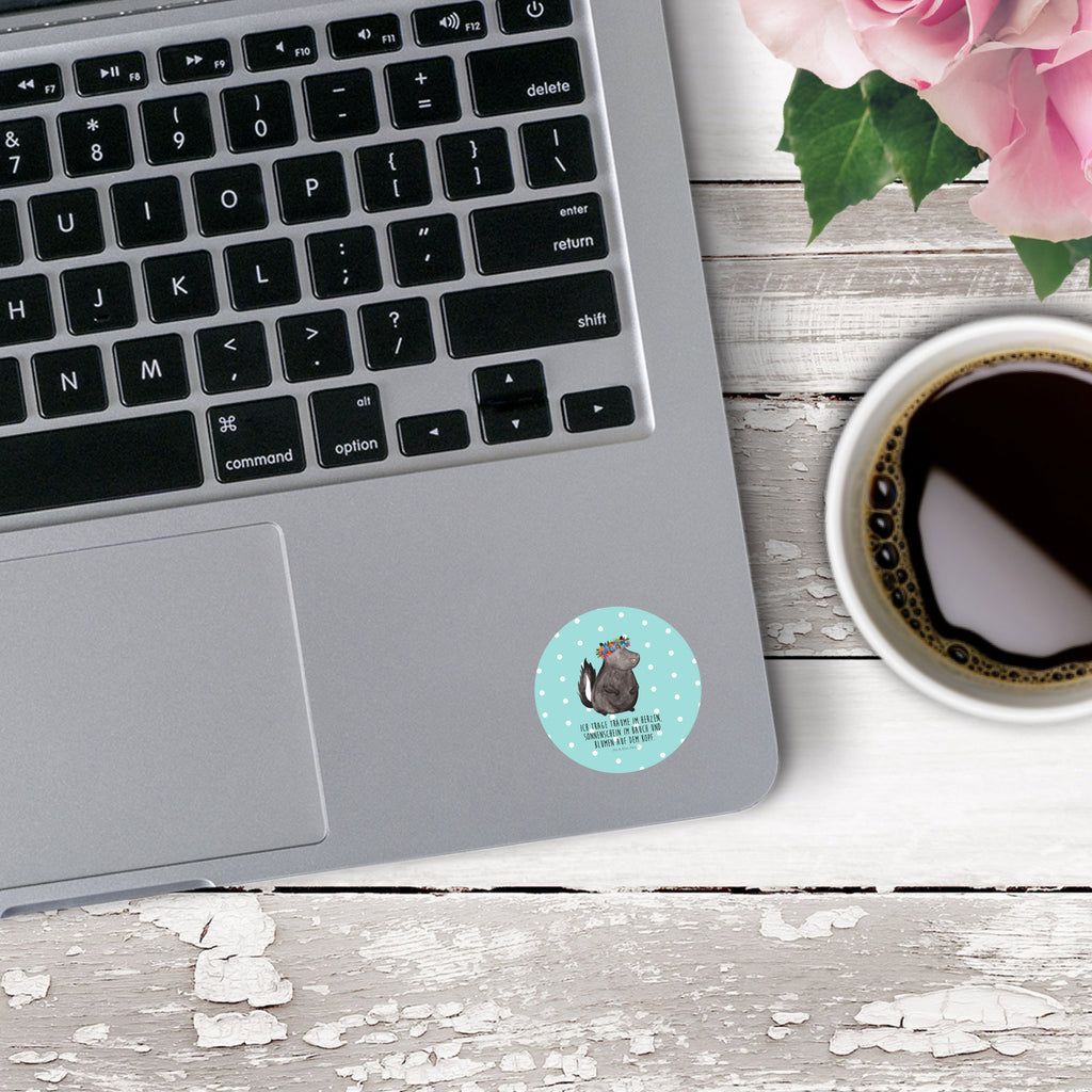 40mm Rund Aufkleber Stinktier Blumenmaedchen