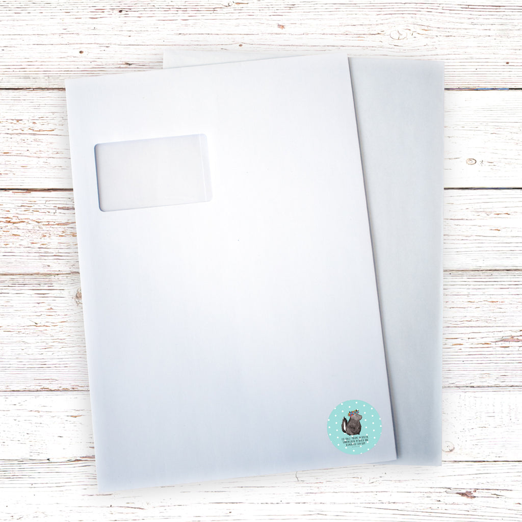 40mm Rund Aufkleber Stinktier Blumenmaedchen