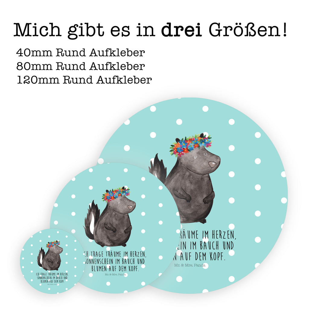 40mm Rund Aufkleber Stinktier Blumenmaedchen