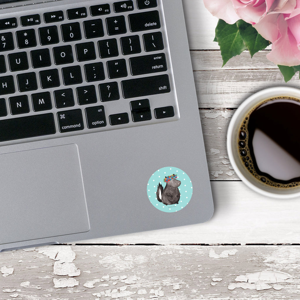 40mm Rund Aufkleber Stinktier Blumenmaedchen