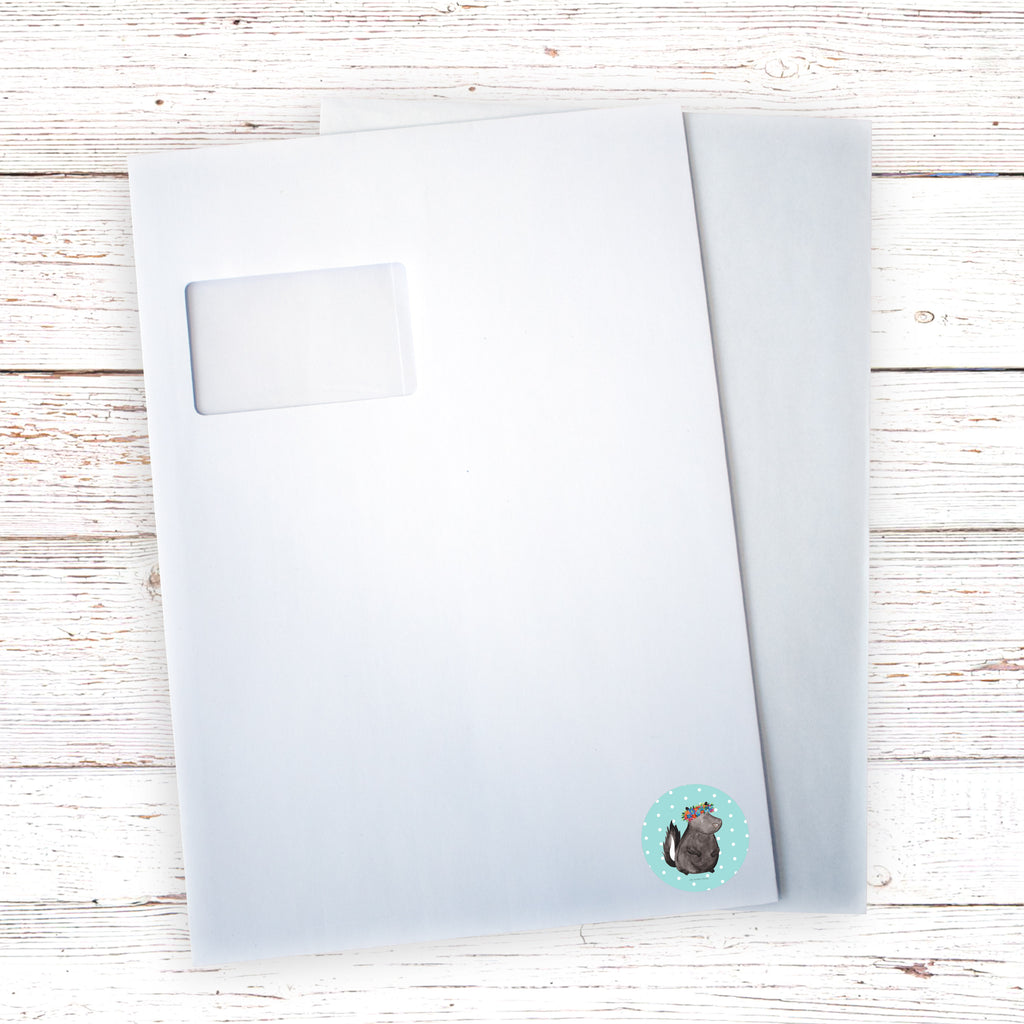 40mm Rund Aufkleber Stinktier Blumenmaedchen