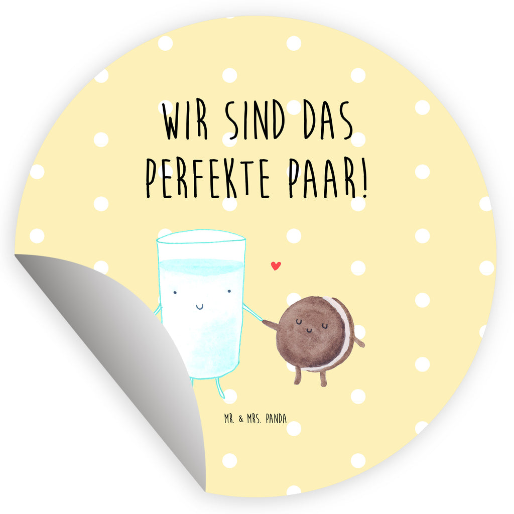 80mm Rund Aufkleber Milch & Keks Sticker, Aufkleber, Etikett, Tiermotive, Gute Laune, lustige Sprüche, Tiere, Milk, Cookie, Milch, Keks, Kekse, Kaffee, Einladung Frühstück, Motiv süß, romantisch, perfektes Paar