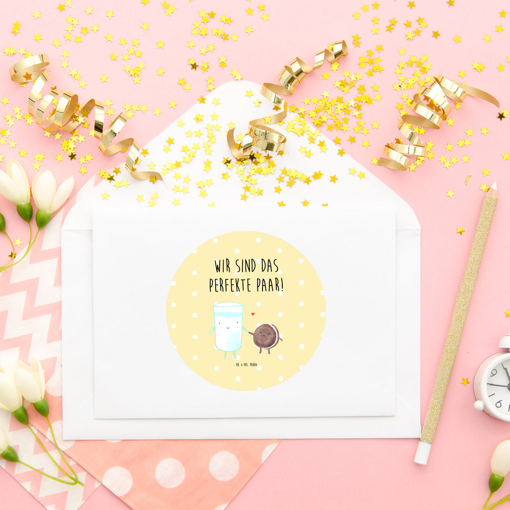 80mm Rund Aufkleber Milch & Keks Sticker, Aufkleber, Etikett, Tiermotive, Gute Laune, lustige Sprüche, Tiere, Milk, Cookie, Milch, Keks, Kekse, Kaffee, Einladung Frühstück, Motiv süß, romantisch, perfektes Paar