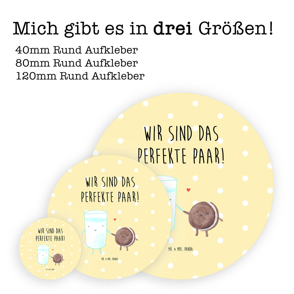 80mm Rund Aufkleber Milch & Keks Sticker, Aufkleber, Etikett, Tiermotive, Gute Laune, lustige Sprüche, Tiere, Milk, Cookie, Milch, Keks, Kekse, Kaffee, Einladung Frühstück, Motiv süß, romantisch, perfektes Paar