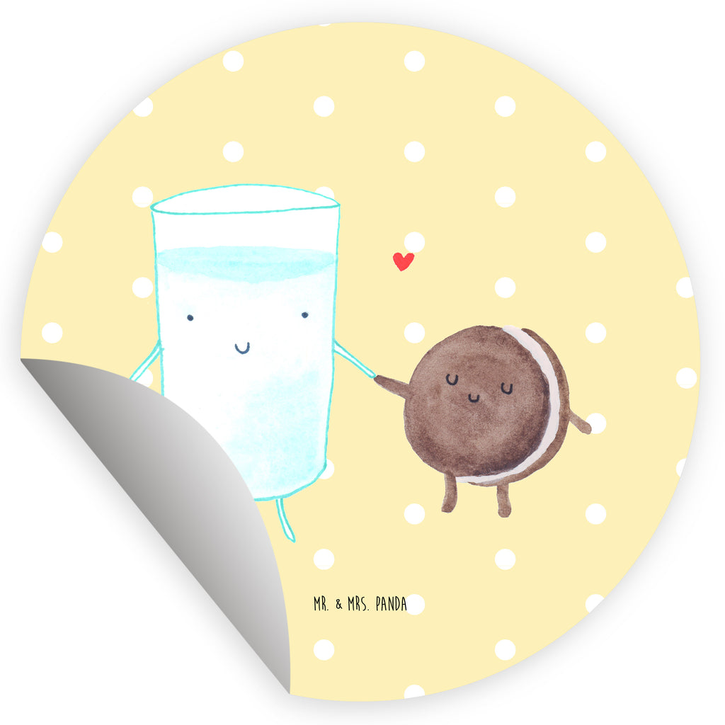 80mm Rund Aufkleber Milch & Keks Sticker, Aufkleber, Etikett, Tiermotive, Gute Laune, lustige Sprüche, Tiere, Milk, Cookie, Milch, Keks, Kekse, Kaffee, Einladung Frühstück, Motiv süß, romantisch, perfektes Paar