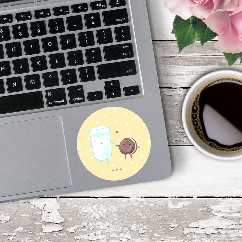 80mm Rund Aufkleber Milch & Keks Sticker, Aufkleber, Etikett, Tiermotive, Gute Laune, lustige Sprüche, Tiere, Milk, Cookie, Milch, Keks, Kekse, Kaffee, Einladung Frühstück, Motiv süß, romantisch, perfektes Paar