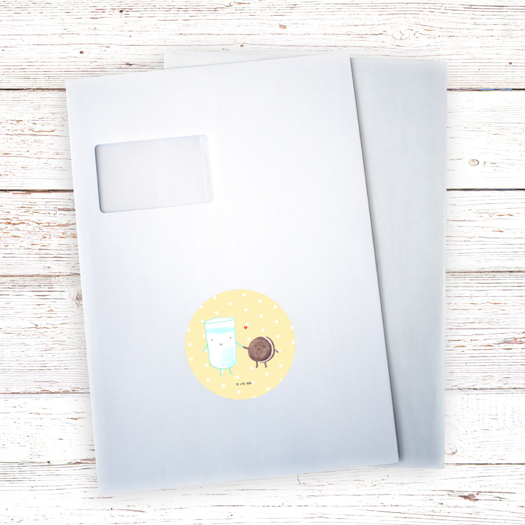 80mm Rund Aufkleber Milch & Keks Sticker, Aufkleber, Etikett, Tiermotive, Gute Laune, lustige Sprüche, Tiere, Milk, Cookie, Milch, Keks, Kekse, Kaffee, Einladung Frühstück, Motiv süß, romantisch, perfektes Paar