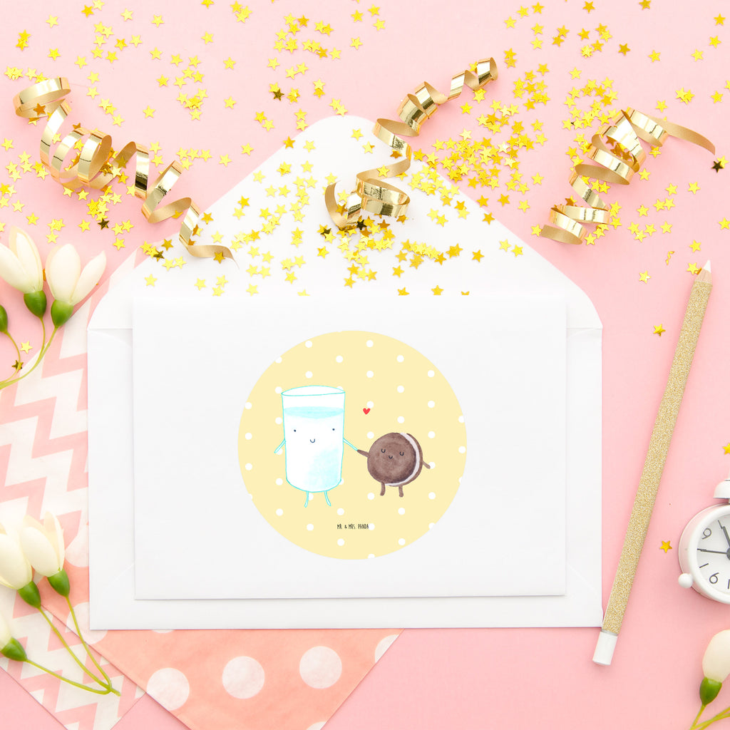 80mm Rund Aufkleber Milch & Keks Sticker, Aufkleber, Etikett, Tiermotive, Gute Laune, lustige Sprüche, Tiere, Milk, Cookie, Milch, Keks, Kekse, Kaffee, Einladung Frühstück, Motiv süß, romantisch, perfektes Paar