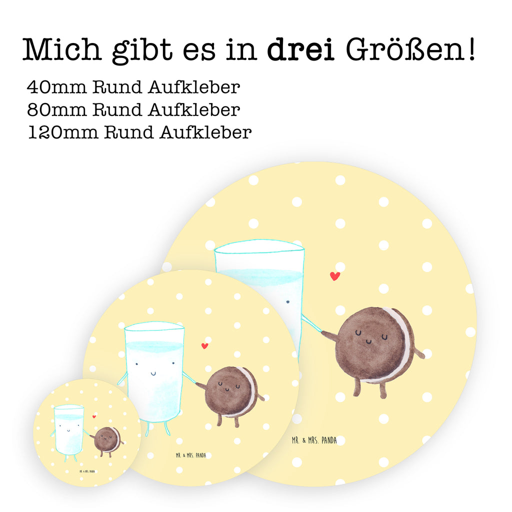 80mm Rund Aufkleber Milch & Keks Sticker, Aufkleber, Etikett, Tiermotive, Gute Laune, lustige Sprüche, Tiere, Milk, Cookie, Milch, Keks, Kekse, Kaffee, Einladung Frühstück, Motiv süß, romantisch, perfektes Paar