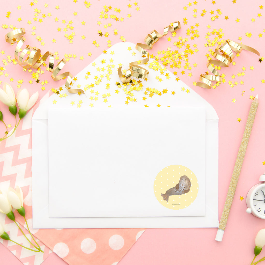 40mm Rund Aufkleber Robbe lachend Sticker, Aufkleber, Etikett, Tiermotive, Gute Laune, lustige Sprüche, Tiere, Robbe, Robben, Seehund, Strand, Meerestier, Ostsee, Nordsee