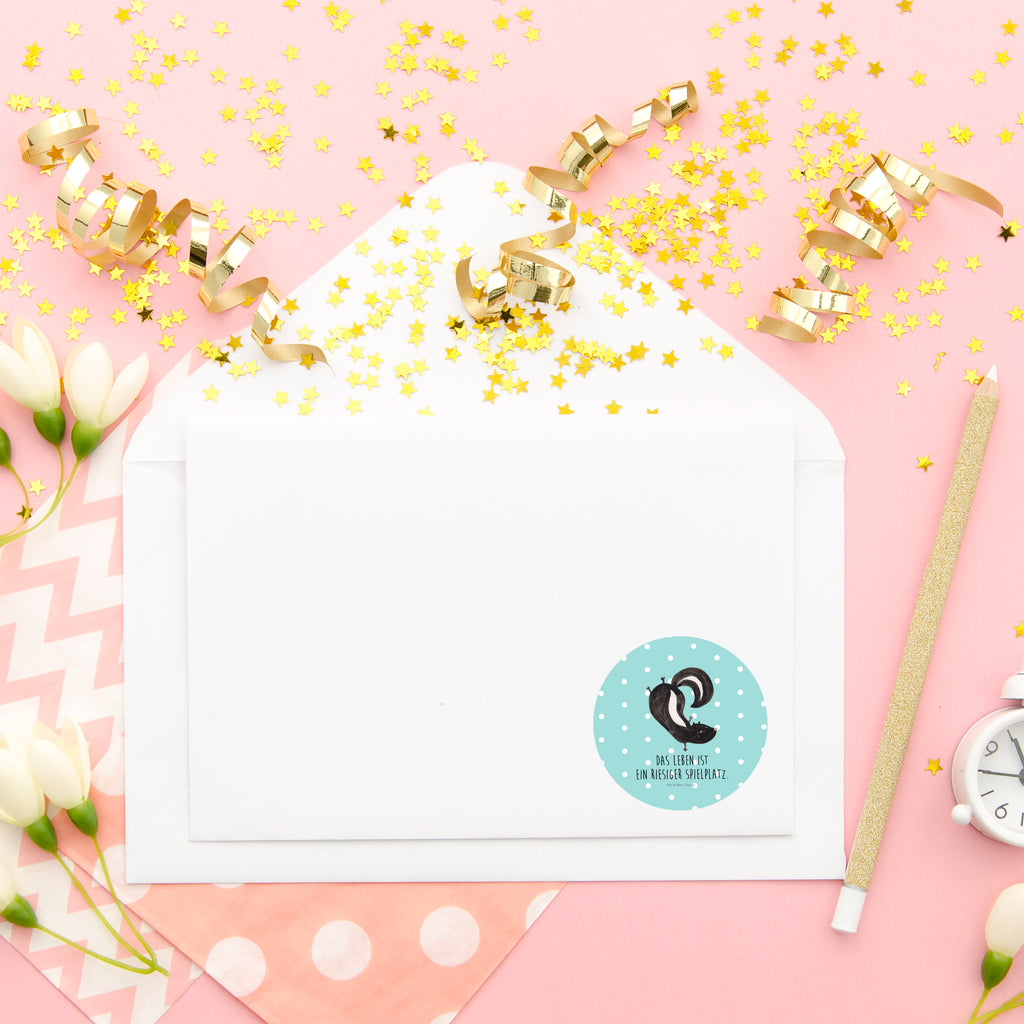 40mm Rund Aufkleber Stinktier Handstand Sticker, Aufkleber, Etikett, Stinktier, Skunk, Wildtier, Raubtier, Stinker, Stinki, Spielplatz, verpielt, Kind