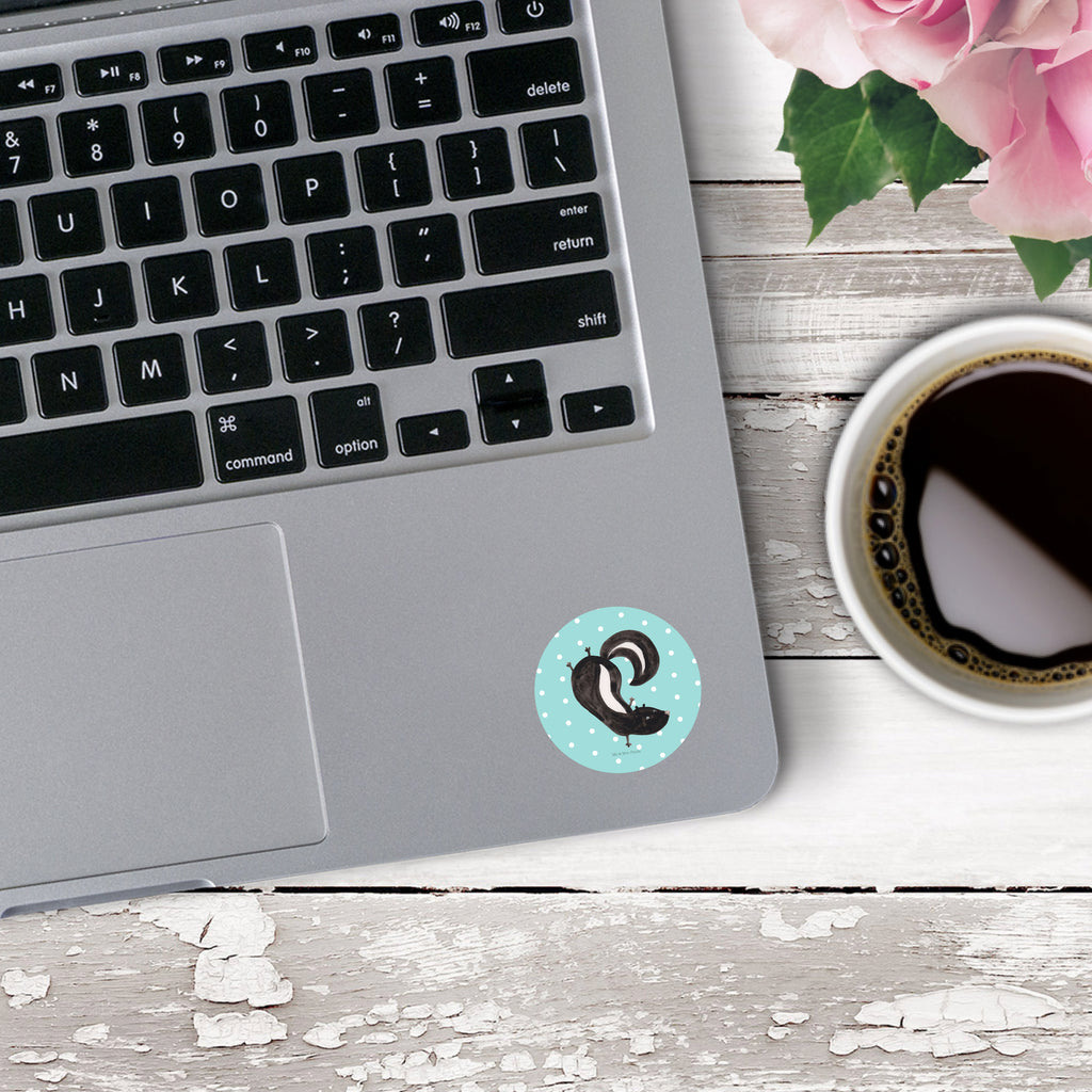 40mm Rund Aufkleber Stinktier Handstand Sticker, Aufkleber, Etikett, Stinktier, Skunk, Wildtier, Raubtier, Stinker, Stinki, Spielplatz, verpielt, Kind