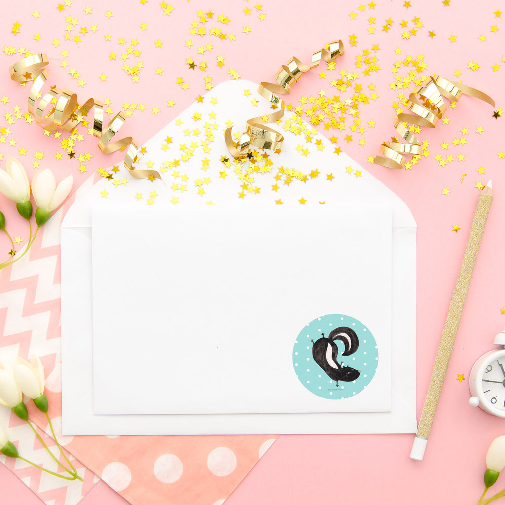 40mm Rund Aufkleber Stinktier Handstand Sticker, Aufkleber, Etikett, Stinktier, Skunk, Wildtier, Raubtier, Stinker, Stinki, Spielplatz, verpielt, Kind