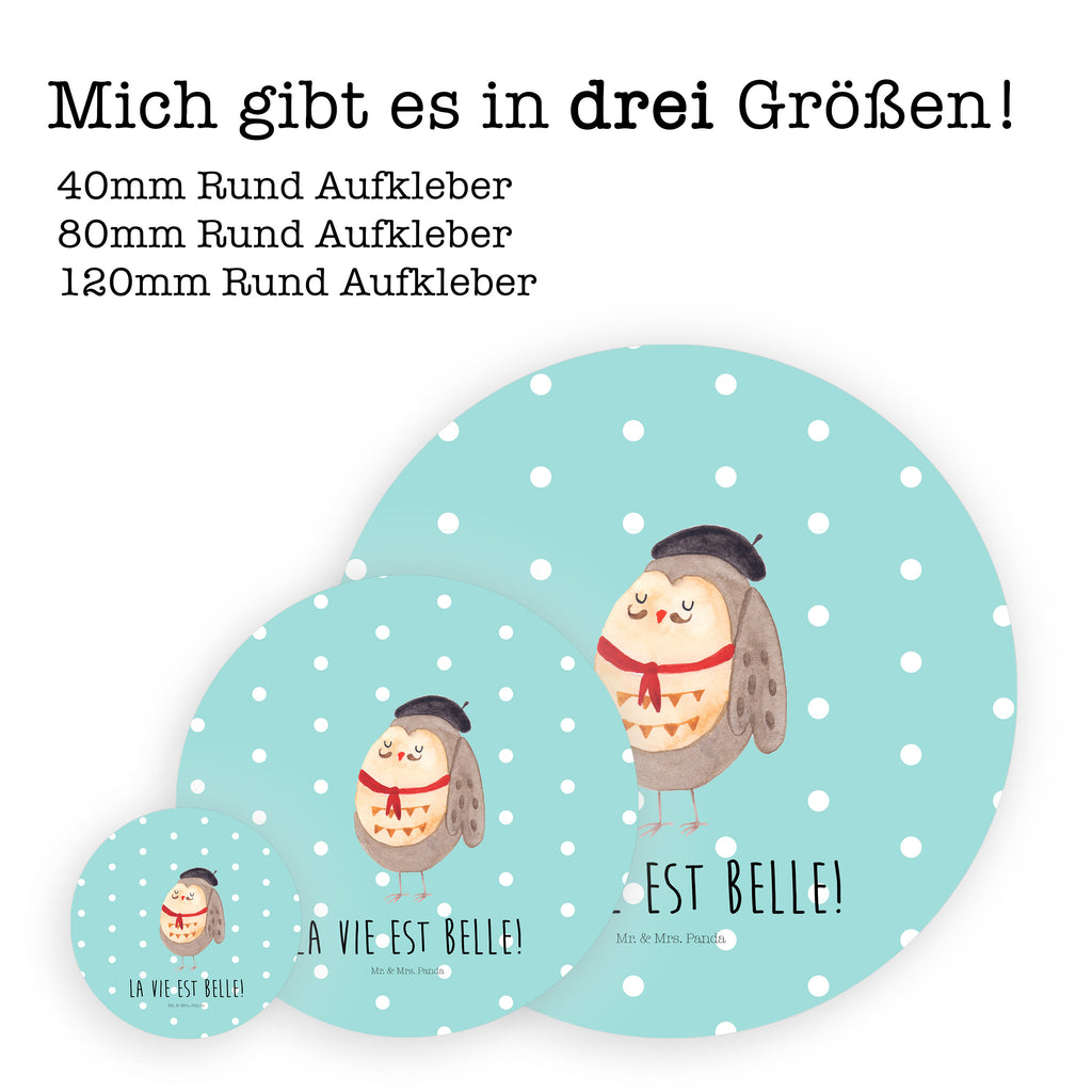 40mm Rund Aufkleber Eule Französisch