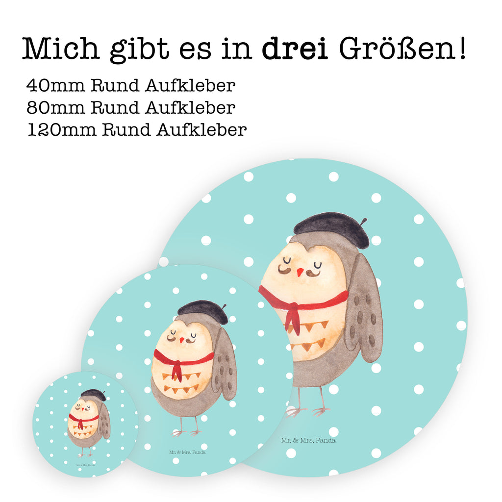 40mm Rund Aufkleber Eule Französisch