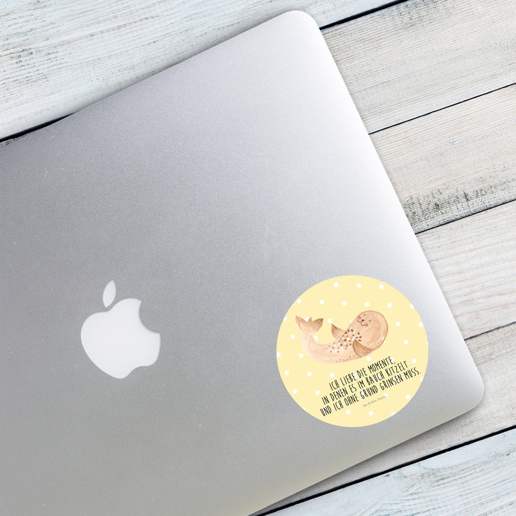 80mm Rund Aufkleber Robbe liegend Sticker, Aufkleber, Etikett, Tiermotive, Gute Laune, lustige Sprüche, Tiere, Robbe, Robben, Seehund, Strand, Meerestier, Ostsee, Nordsee, Lachen, Freude