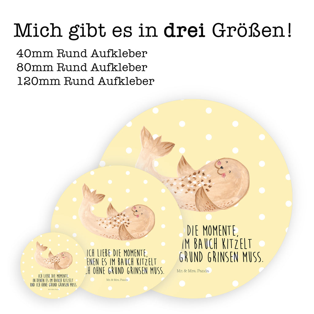 80mm Rund Aufkleber Robbe liegend Sticker, Aufkleber, Etikett, Tiermotive, Gute Laune, lustige Sprüche, Tiere, Robbe, Robben, Seehund, Strand, Meerestier, Ostsee, Nordsee, Lachen, Freude