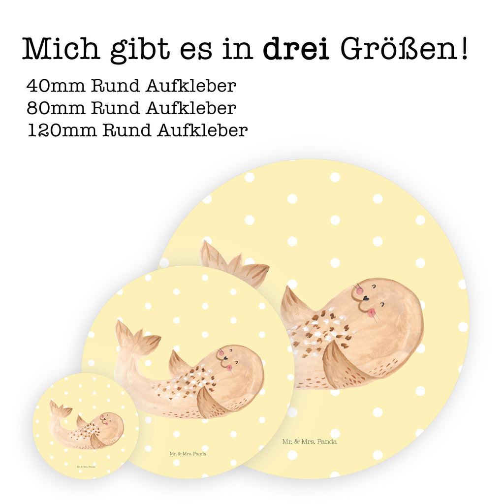 80mm Rund Aufkleber Robbe liegend Sticker, Aufkleber, Etikett, Tiermotive, Gute Laune, lustige Sprüche, Tiere, Robbe, Robben, Seehund, Strand, Meerestier, Ostsee, Nordsee, Lachen, Freude