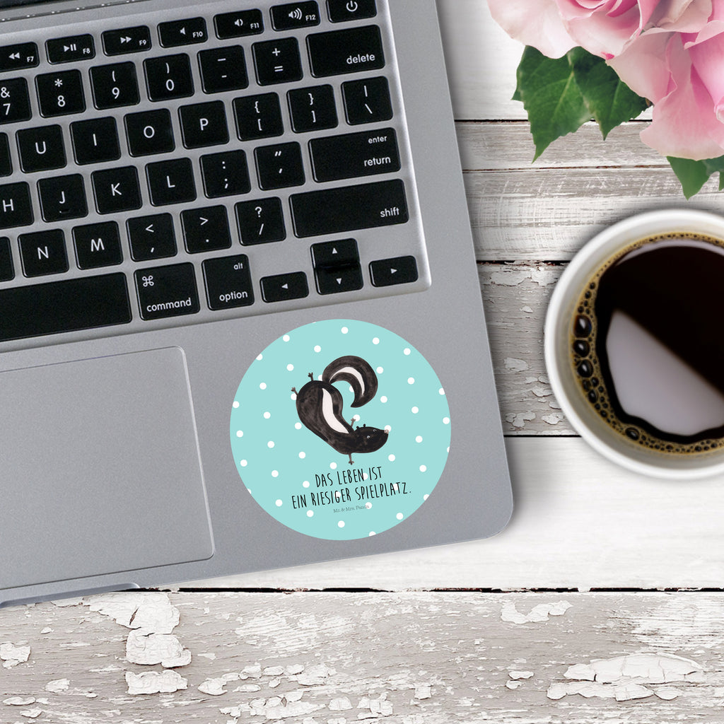 80mm Rund Aufkleber Stinktier Handstand