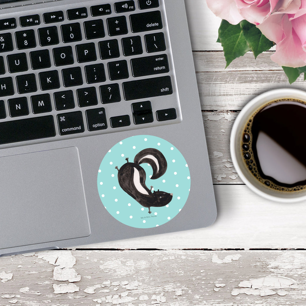 80mm Rund Aufkleber Stinktier Handstand