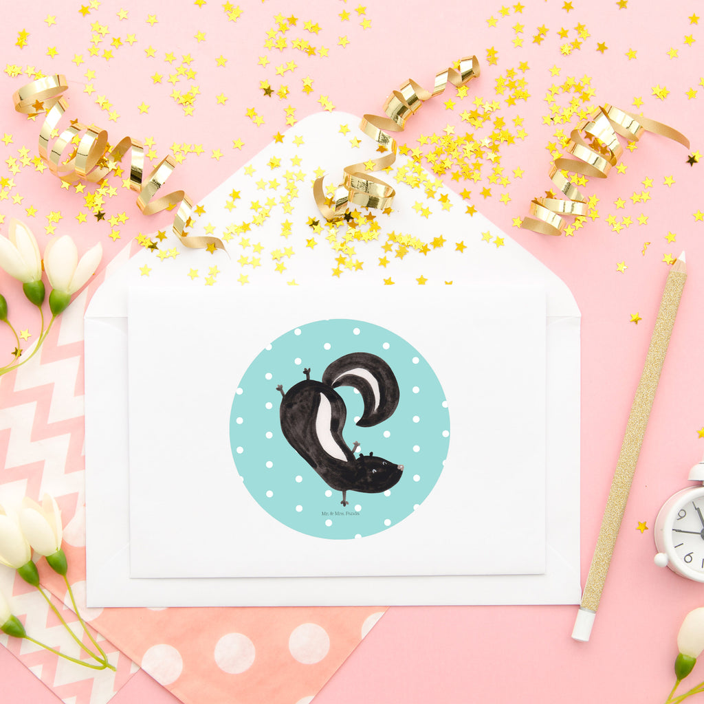 80mm Rund Aufkleber Stinktier Handstand