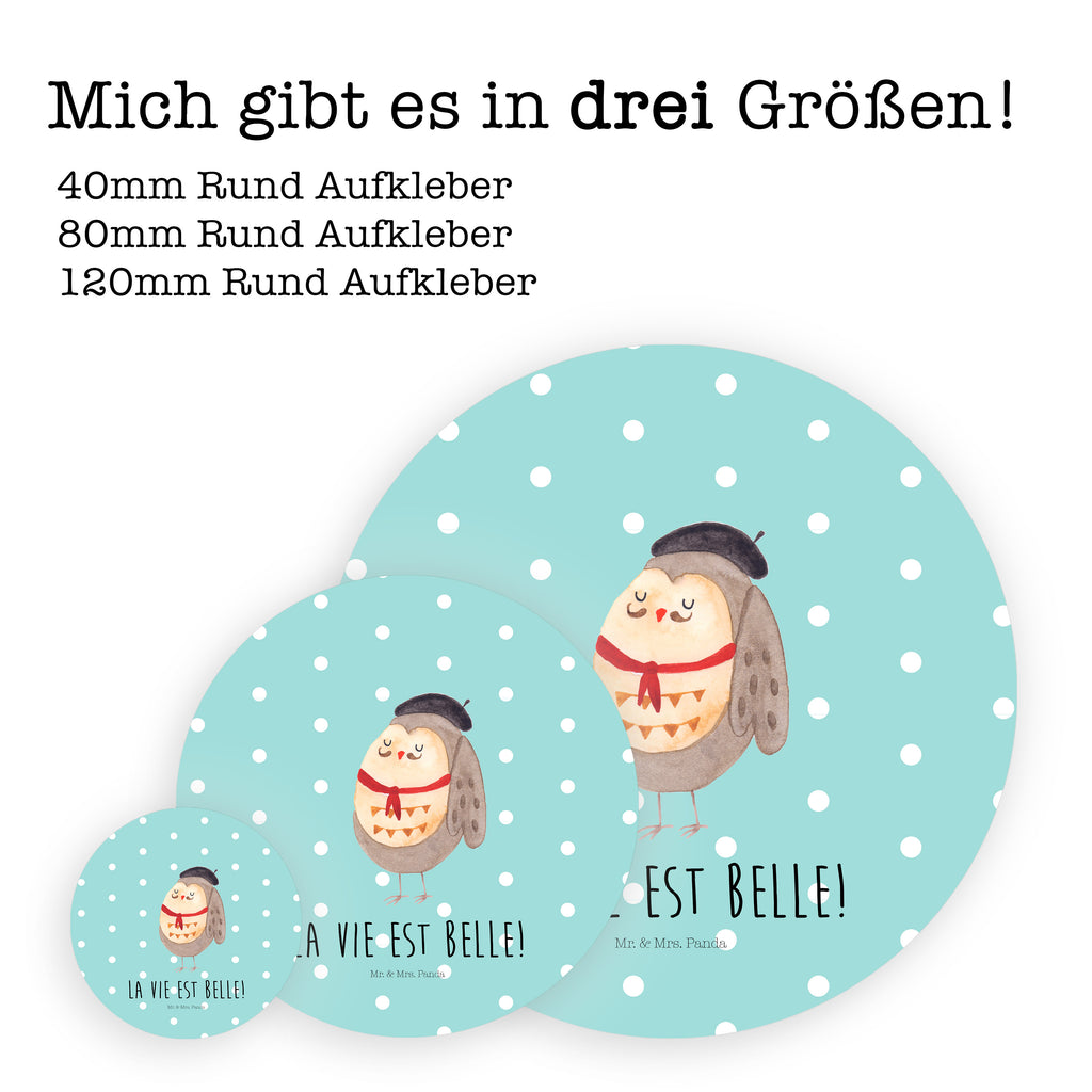 80mm Rund Aufkleber Eule Französisch