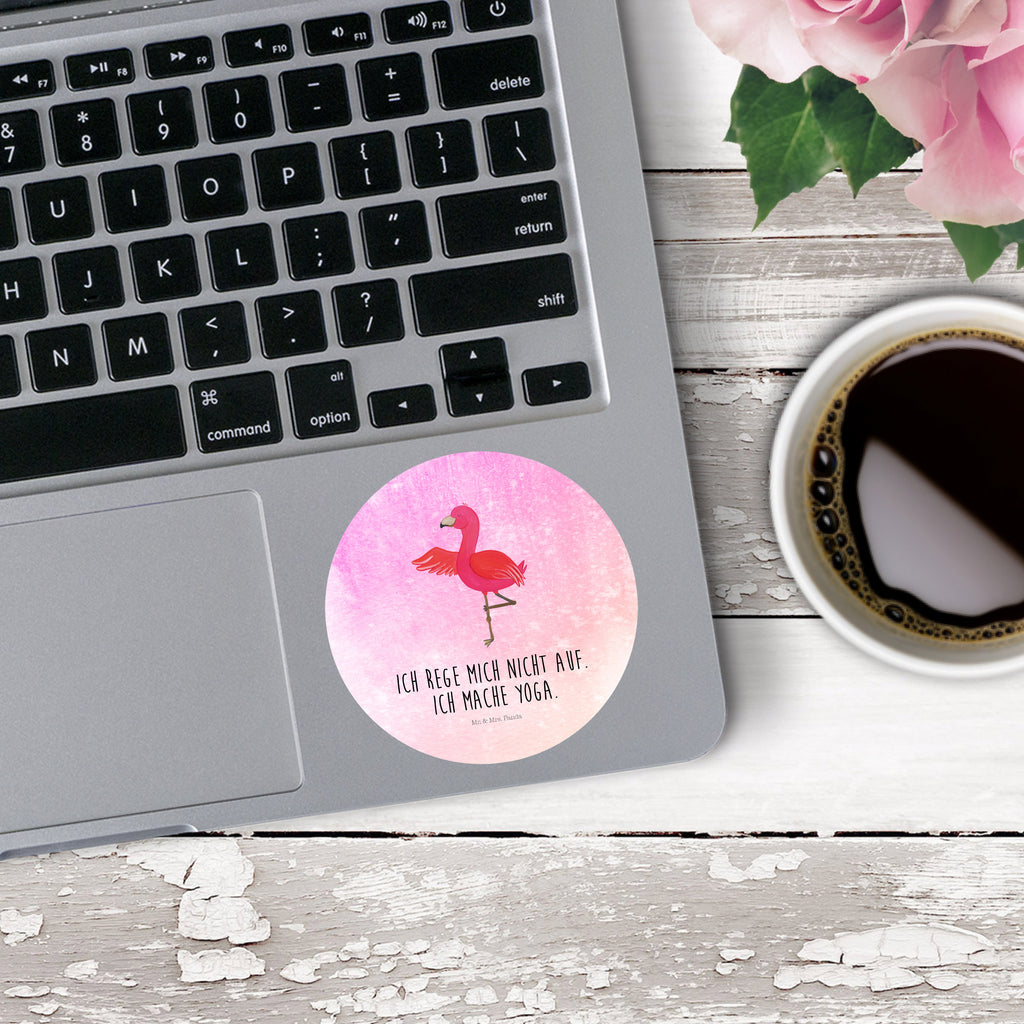 80mm Rund Aufkleber Flamingo Yoga Sticker, Aufkleber, Etikett, Flamingo, Vogel, Yoga, Namaste, Achtsamkeit, Yoga-Übung, Entspannung, Ärger, Aufregen, Tiefenentspannung