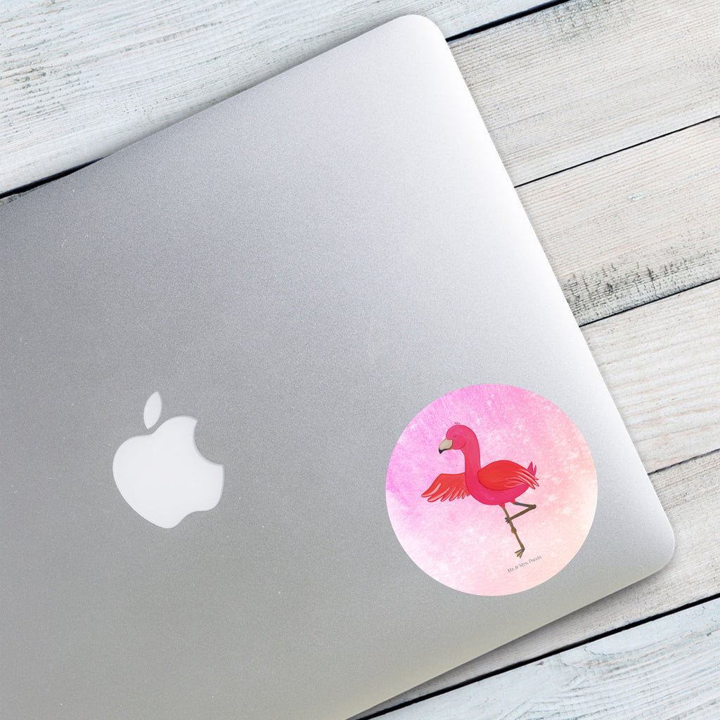 80mm Rund Aufkleber Flamingo Yoga Sticker, Aufkleber, Etikett, Flamingo, Vogel, Yoga, Namaste, Achtsamkeit, Yoga-Übung, Entspannung, Ärger, Aufregen, Tiefenentspannung
